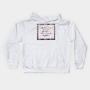 Grandma's Eggnog Warning (square) Kids Hoodie